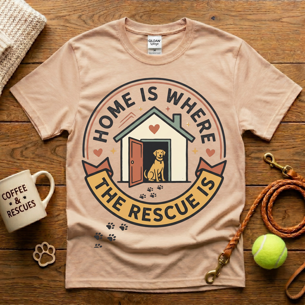 Home Is Where The Rescue Is Animal Rescue T-Shirt - Vintage Badge