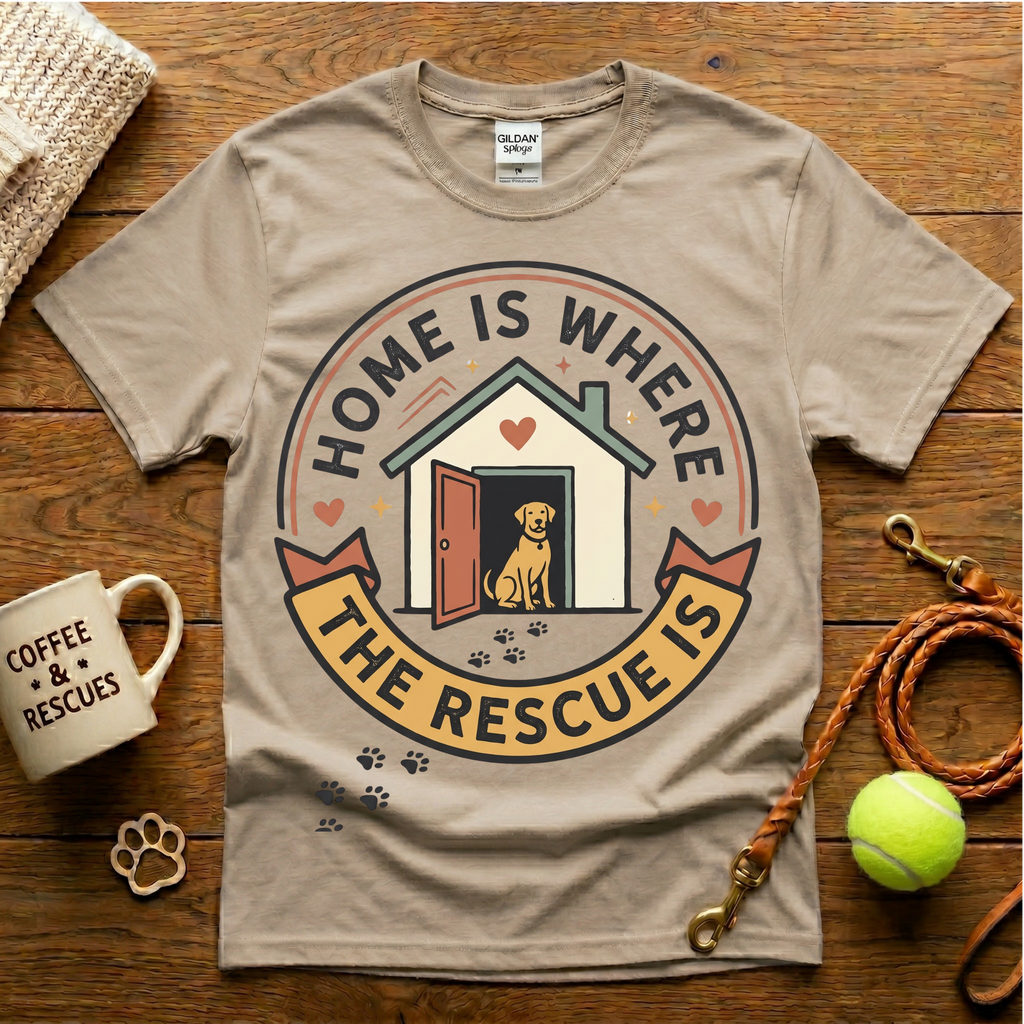Home Is Where The Rescue Is Animal Rescue T-Shirt - Vintage Badge