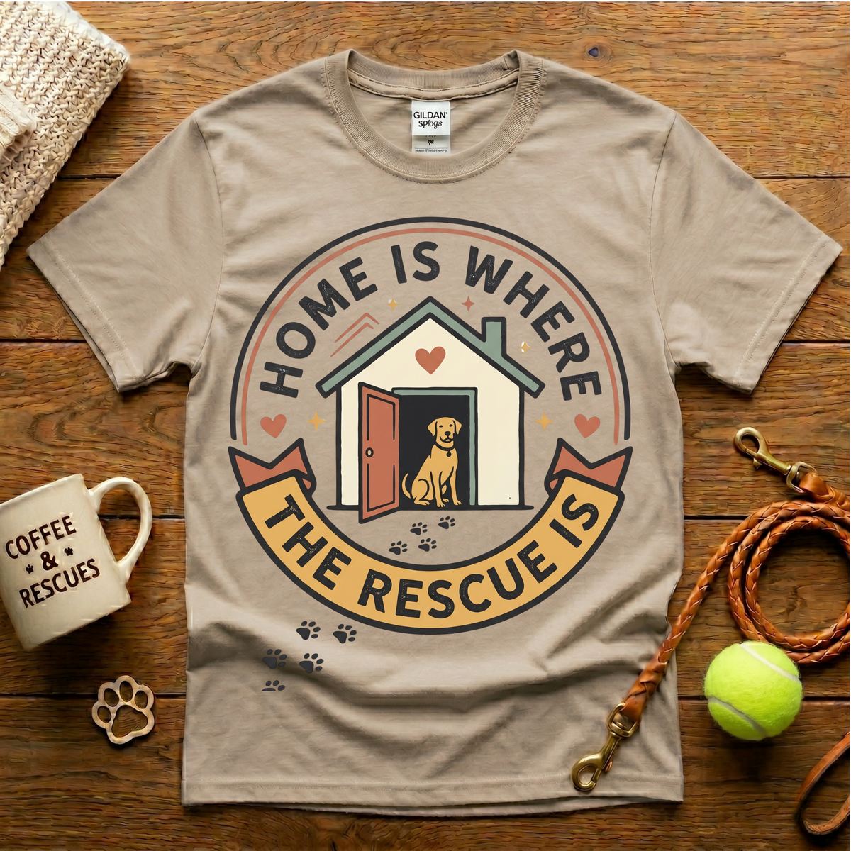 Home Is Where The Rescue Is Animal Rescue T-Shirt - Vintage Badge