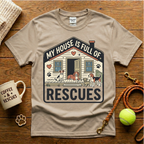 My House Is Full Of Rescues Animal Rescue T-Shirt - Vintage Badge
