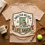 Shelter Helper Life Saver Animal Rescue T-Shirt - Vintage Badge