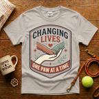Changing Lives One Paw At A Time Animal Rescue T-Shirt - Vintage Badge