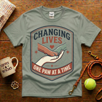 Changing Lives One Paw At A Time Animal Rescue T-Shirt - Vintage Badge