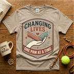 Changing Lives One Paw At A Time Animal Rescue T-Shirt - Vintage Badge