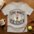 Love Makes A Rescue Animal Rescue T-Shirt - Vintage Badge