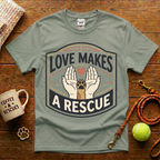 Love Makes A Rescue Animal Rescue T-Shirt - Vintage Badge