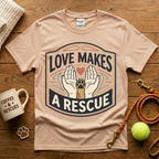 Love Makes A Rescue Animal Rescue T-Shirt - Vintage Badge
