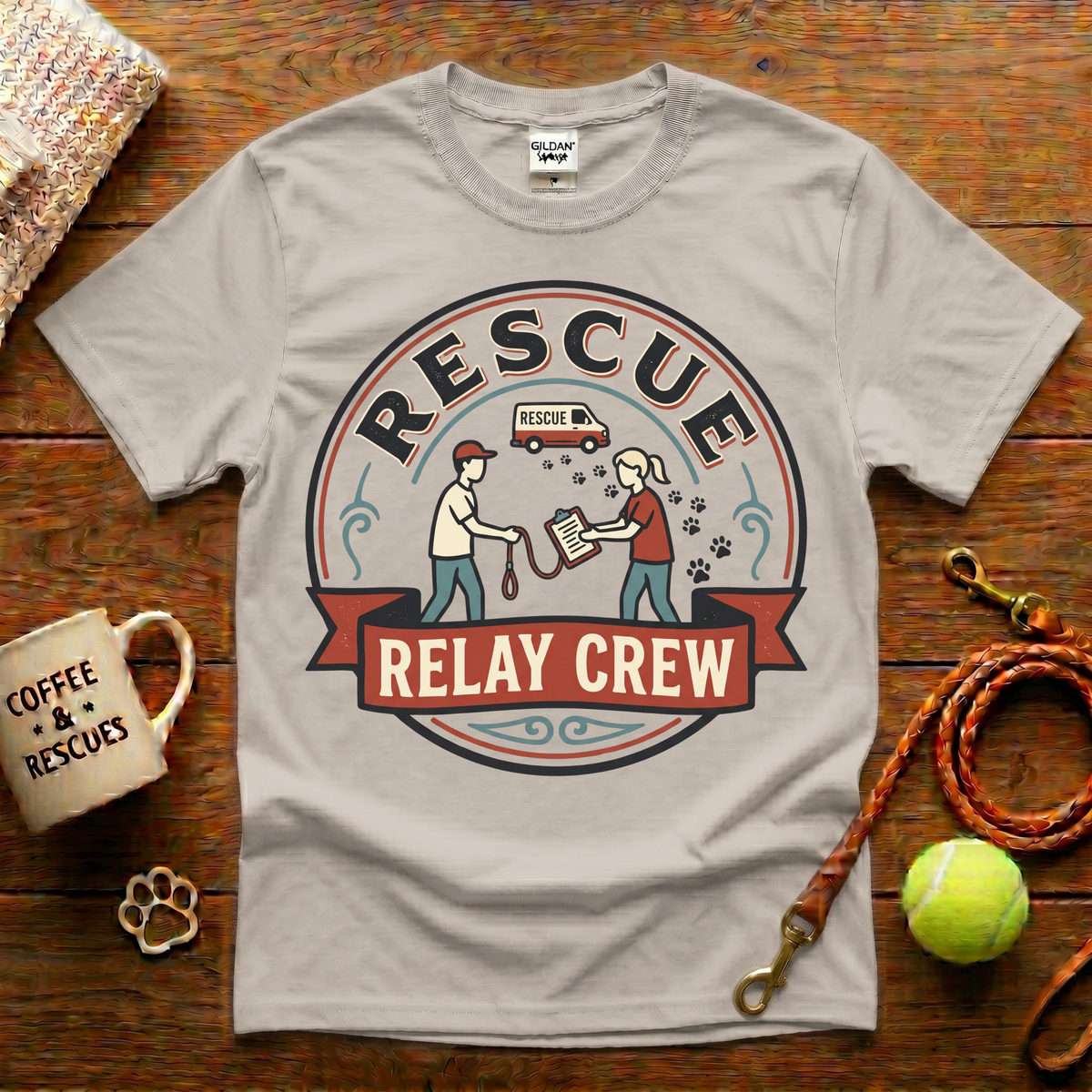 Rescue Relay Crew Animal Rescue T-Shirt - Vintage Badge