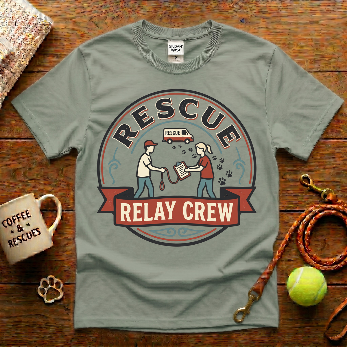 Rescue Relay Crew Animal Rescue T-Shirt - Vintage Badge
