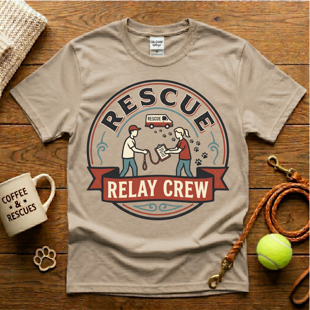 Rescue Relay Crew Animal Rescue T-Shirt - Vintage Badge