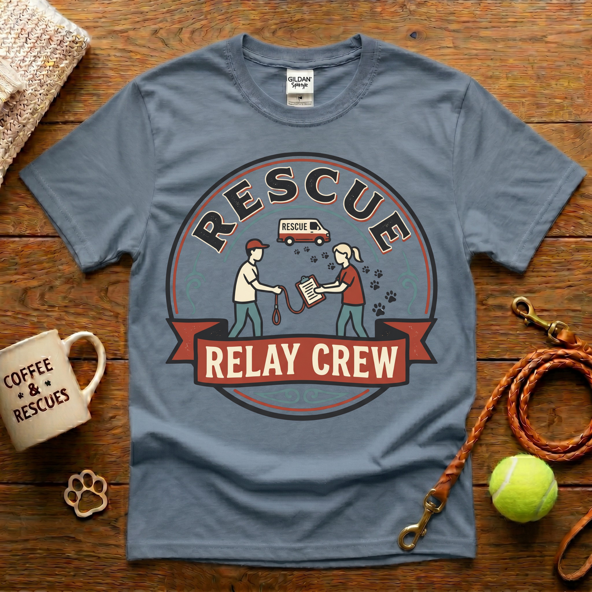 Rescue Relay Crew Animal Rescue T-Shirt - Vintage Badge