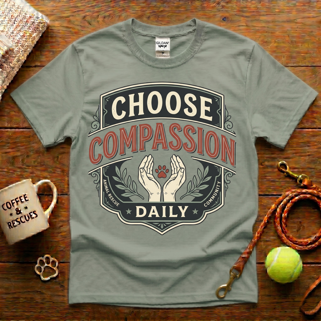 Choose Compassion Daily Animal Rescue T-Shirt - Vintage Badge