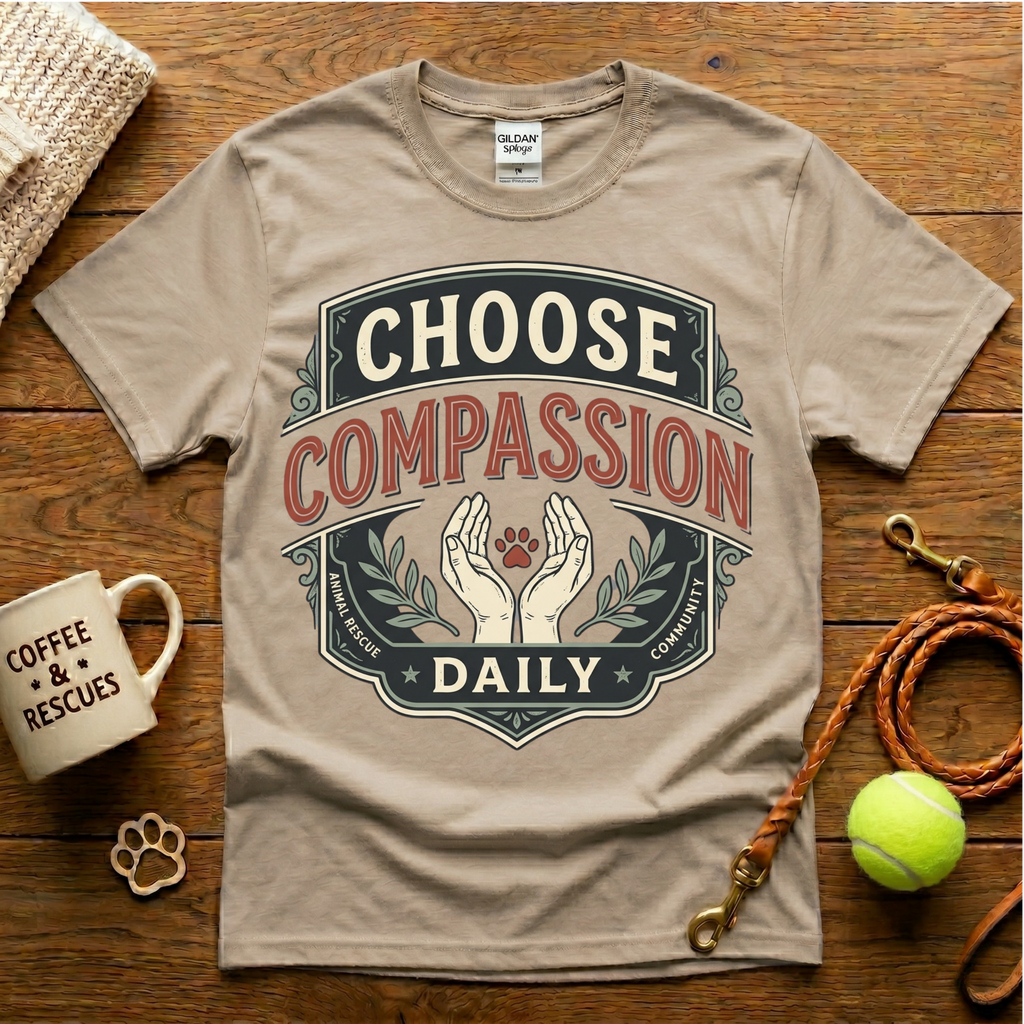 Choose Compassion Daily Animal Rescue T-Shirt - Vintage Badge