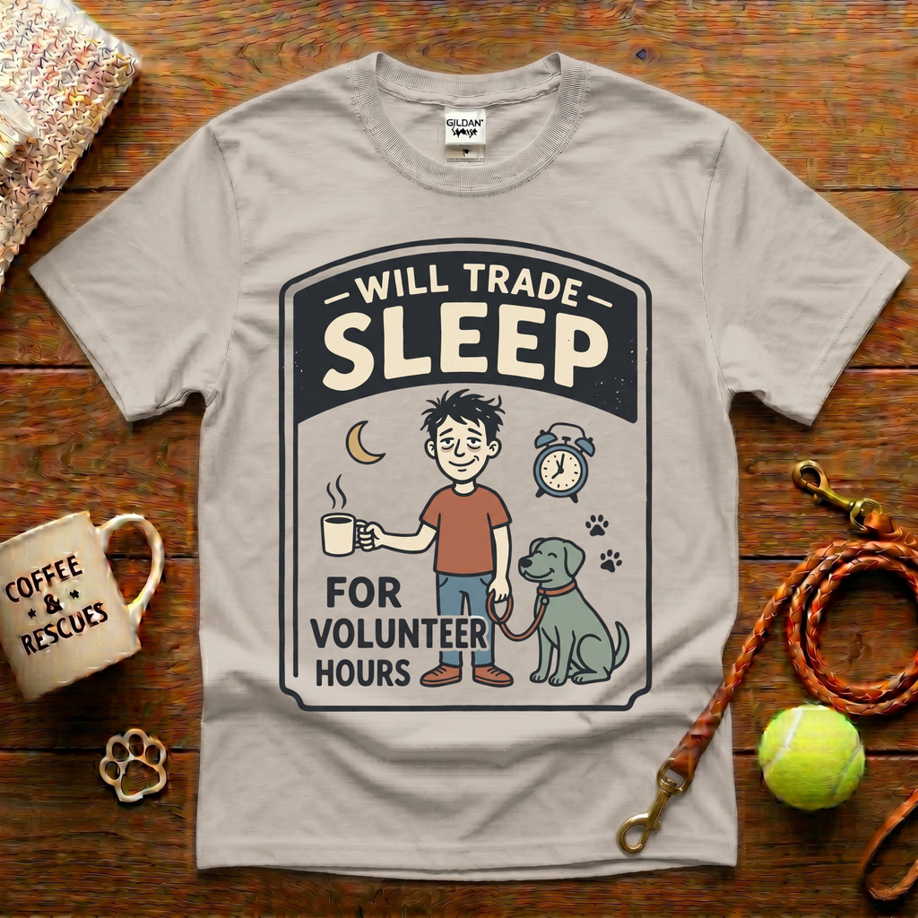 Will Trade Sleep For Volunteer Hours Animal Rescue T-Shirt - Vintage Badge