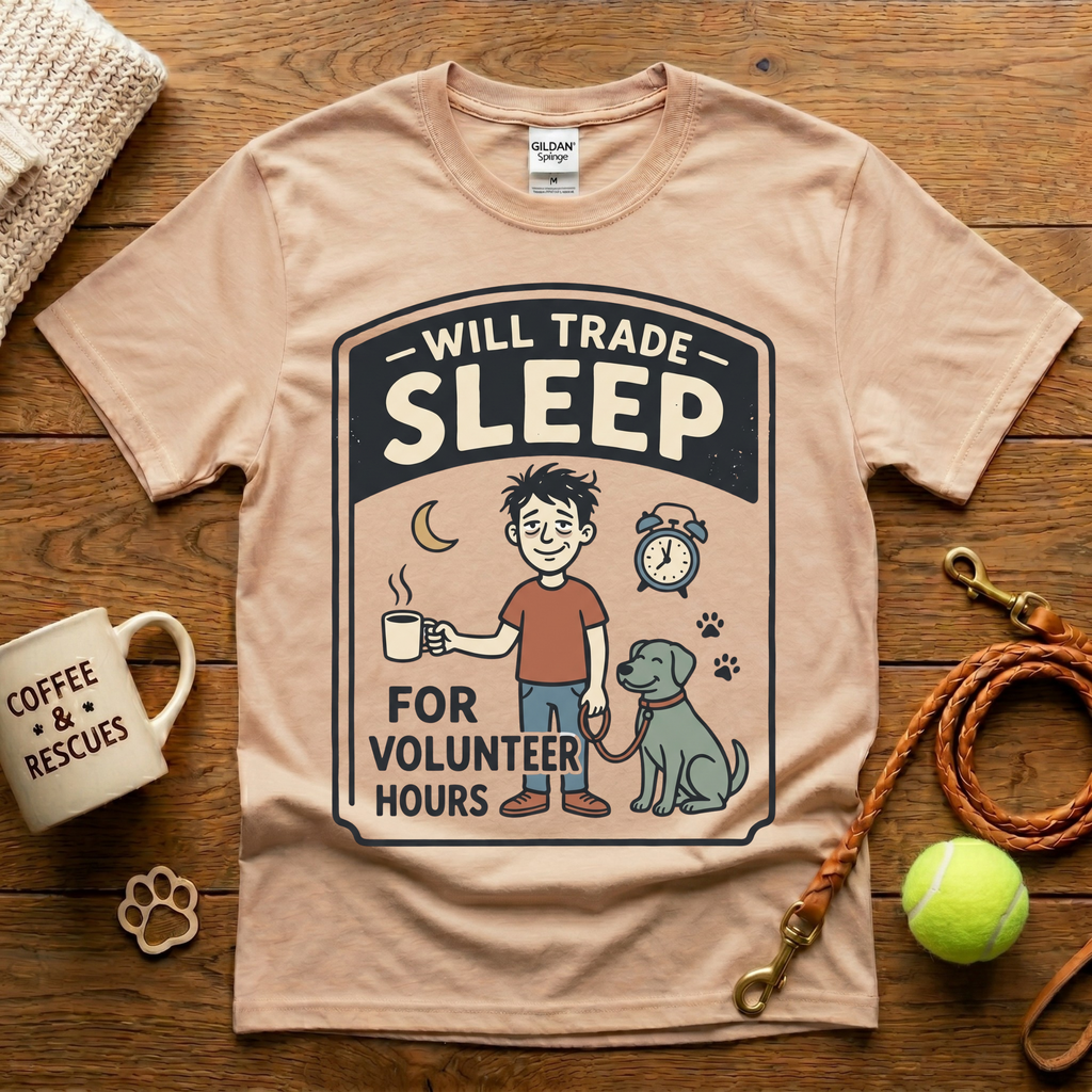 Will Trade Sleep For Volunteer Hours Animal Rescue T-Shirt - Vintage Badge