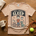 Will Trade Sleep For Volunteer Hours Animal Rescue T-Shirt - Vintage Badge