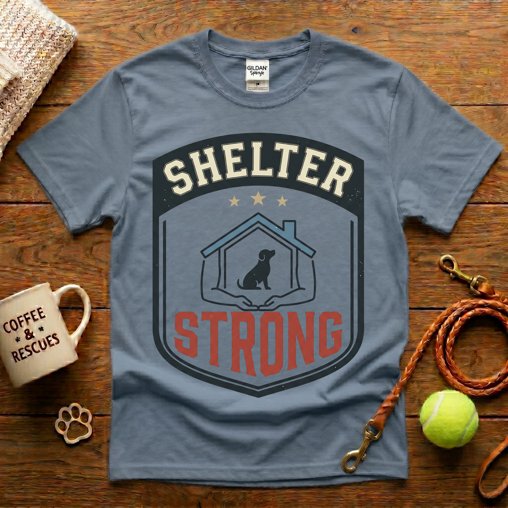 Shelter Strong Animal Rescue T-Shirt - Vintage Badge