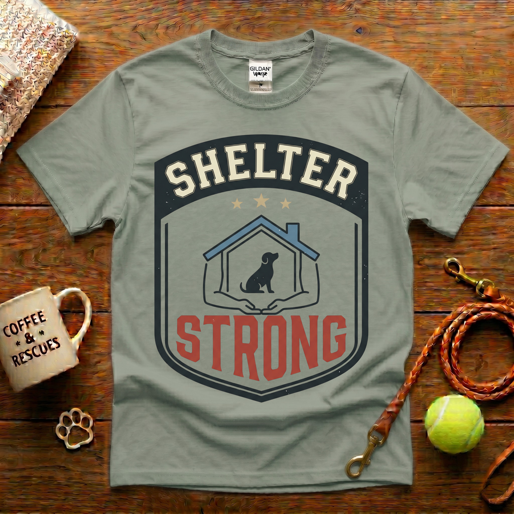 Shelter Strong Animal Rescue T-Shirt - Vintage Badge