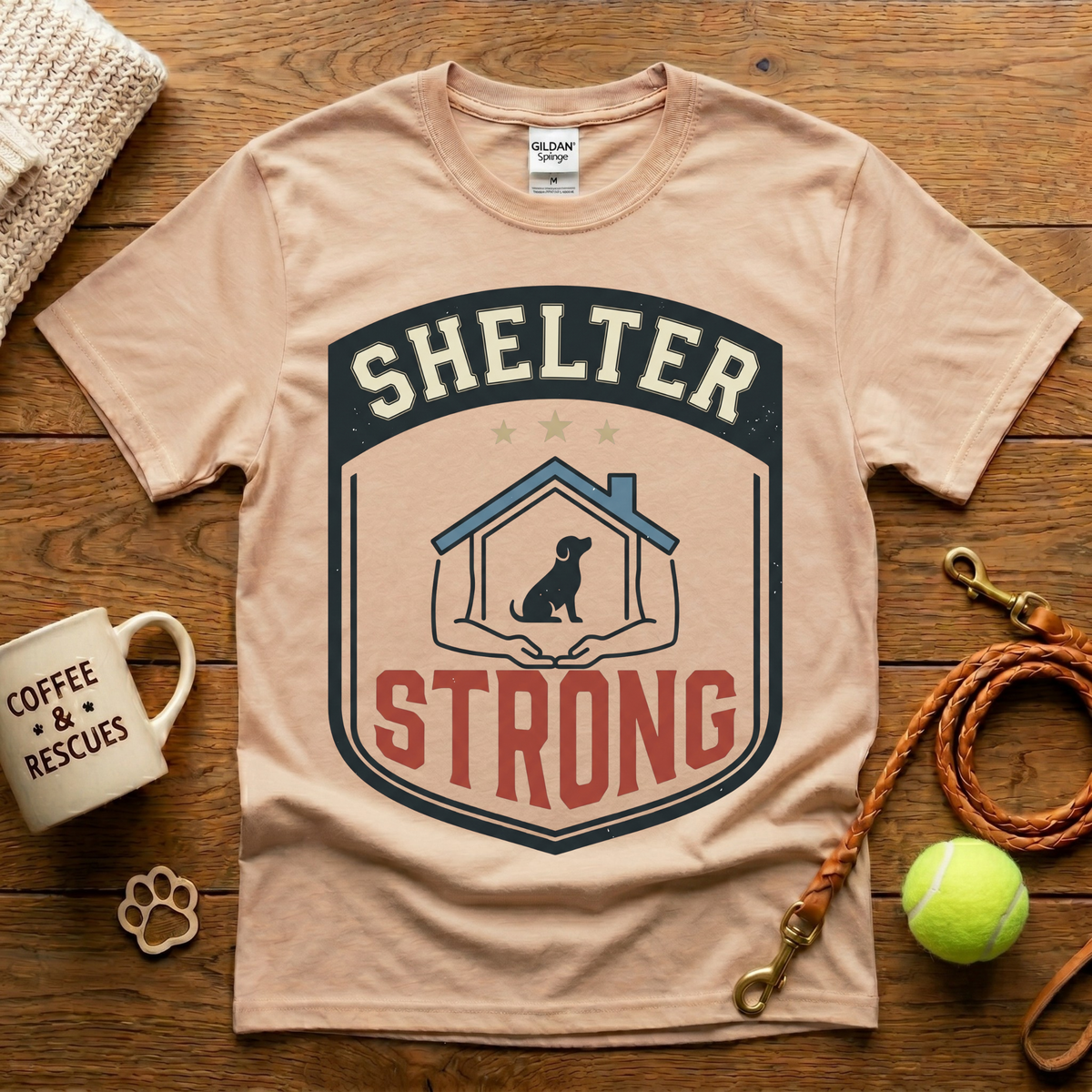 Shelter Strong Animal Rescue T-Shirt - Vintage Badge