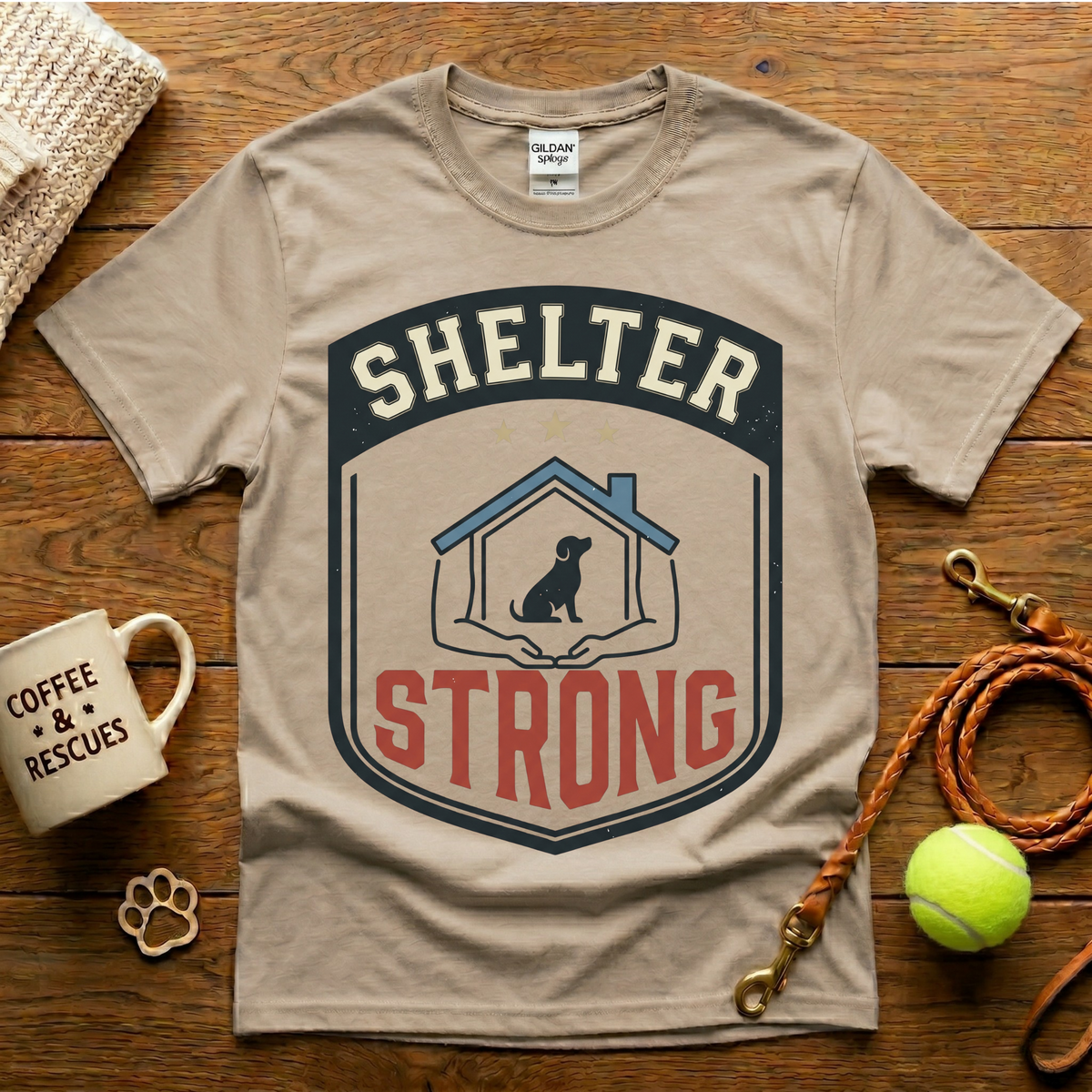 Shelter Strong Animal Rescue T-Shirt - Vintage Badge